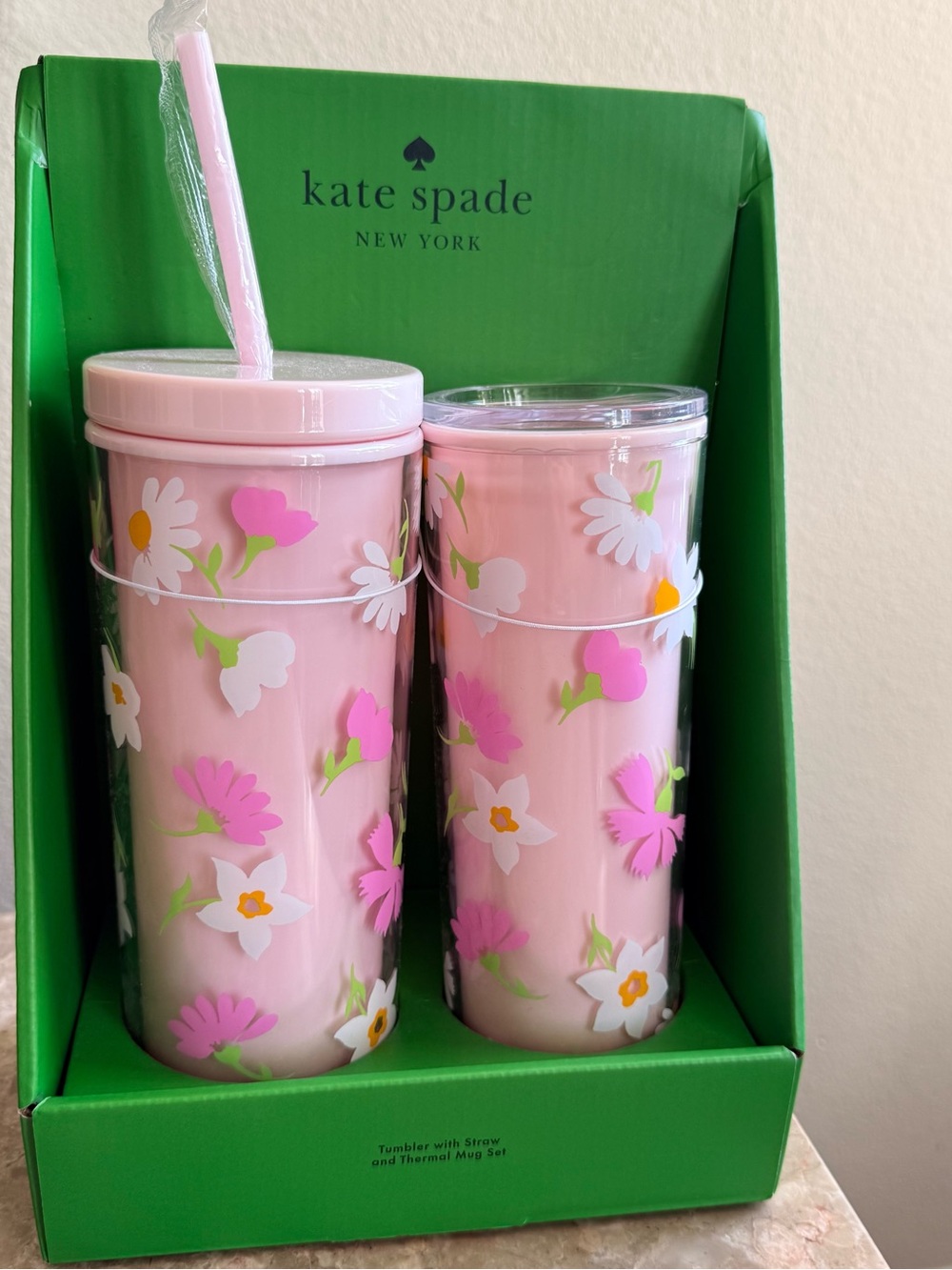 kate spade Pink Floral Tumbler and Travel Mug Set